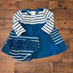 Hanna Andersson Teal & White Striped Baby Top
